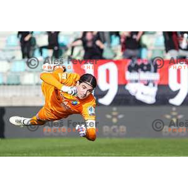 Matija Orbanic in action during Prva liga Telemach 2024/2025 football match between Primorje and Bravo Big Bang in Ajdovscina, Slovenia on April 10, 2025