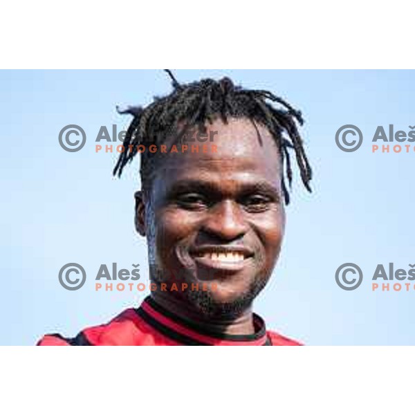 Ishaq Rafiu in action during Prva liga Telemach 2024/2025 football match between Primorje and Bravo Big Bang in Ajdovscina, Slovenia on April 10, 2025