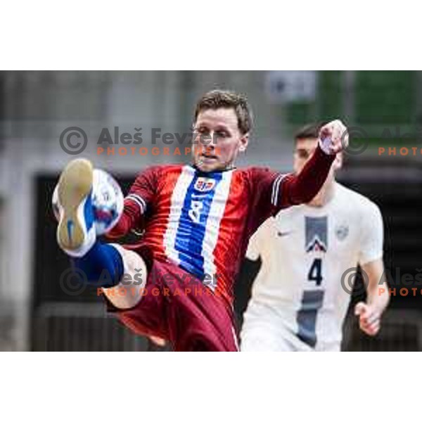 in action during Futsal EURO 2026 qualifications match between Slovenia and Norway in Dvorana Tabor, Maribor, Slovenia on April 10, 2025. Photo: Jure Banfi