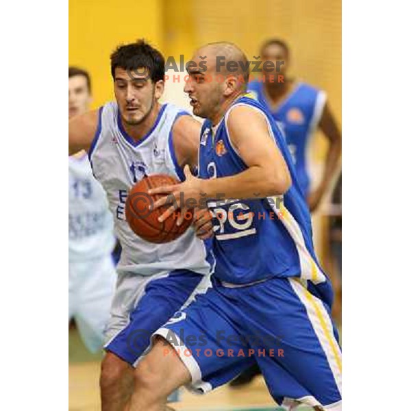 Sjekloca (12) and Cikic at basketball match Elektra- Nova Gorica in UPC league, played in Sostanj 4.10.2008. 