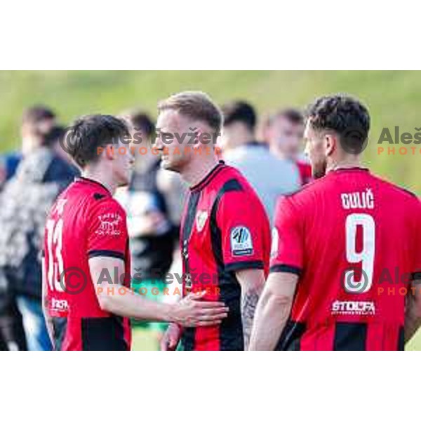 Edvin Suljanovic in action during Prva liga Telemach 2024/2025 football match between Primorje and Bravo Big Bang in Ajdovscina, Slovenia on April 10, 2025