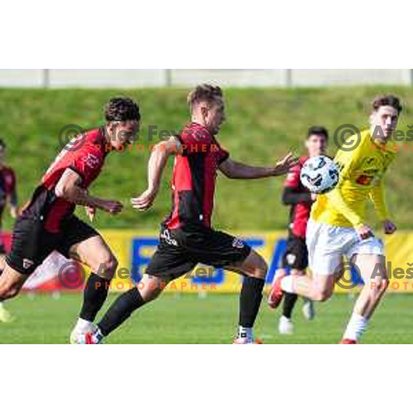Matic Zavnik in action during Prva liga Telemach 2024/2025 football match between Primorje and Bravo Big Bang in Ajdovscina, Slovenia on April 10, 2025