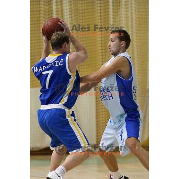 Marcetic (7) and Horvat at basketball match Elektra- Nova Gorica in UPC league, played in Sostanj 4.10.2008. 