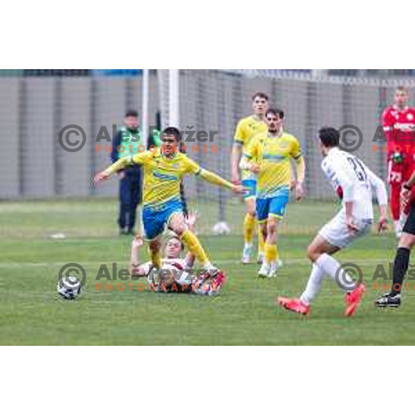in action during Prva liga Telemach 2024/2025 football match between Koper and Primorje at Bonifika Stadium in Koper, Slovenia on April 13, 2025
