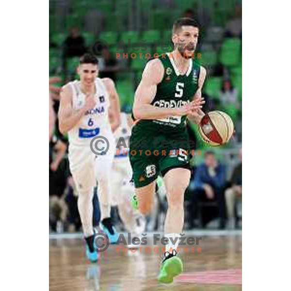 in action during regular season basketball match of AdmiralBet ABA League 2024/2025 between Cedevita Olimpija and Cibona in SRC Stozice, Ljubljana, Slovenia on April 13, 2025. Photo: Filip Barbalic