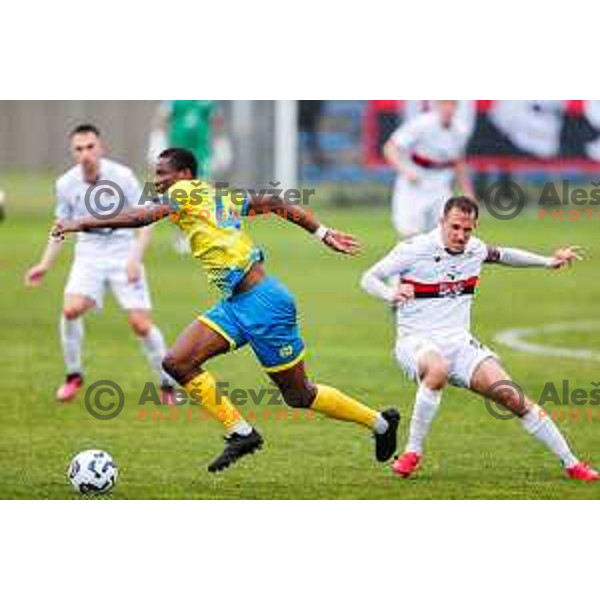 Ahmed Sidibe in action during Prva liga Telemach 2024/2025 football match between Koper and Primorje at Bonifika Stadium in Koper, Slovenia on April 13, 2025