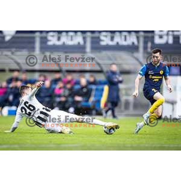in action during Prva liga Telemach football match between Celje and Mura in Stadion z’dezele, Celje, Slovenia on April 12, 2025. Photo: Jure Banfi