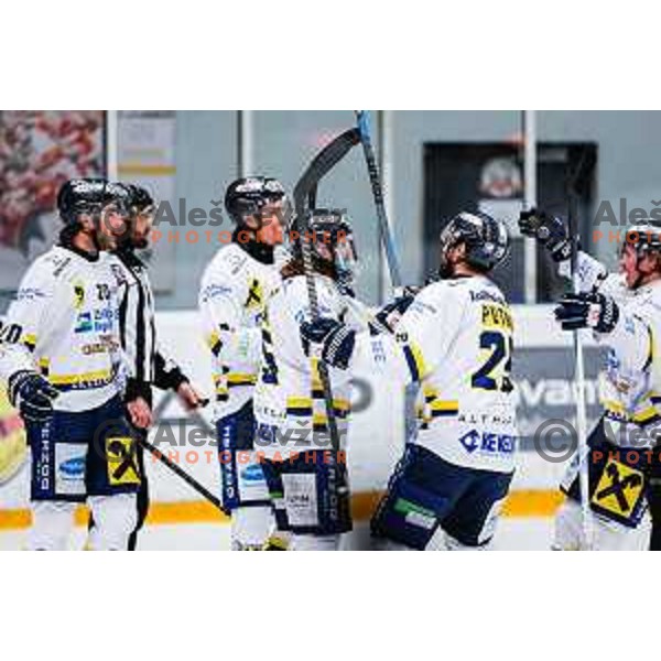 Hubert Berger in action during third match of the Final of Alps League 2024/2025 ice-hockey match between SIJ Acroni Jesenice and Zeller Eisbaren in Podmezakla Hall, Jesenice, Slovenia 