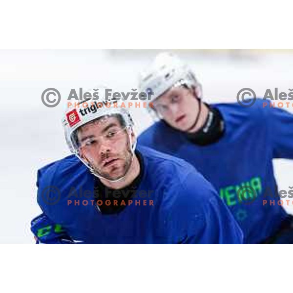 of Slovenia Ice-Hockey team during practice session before World Championships in Hala Tivoli, Ljubljana on April 14, 2025