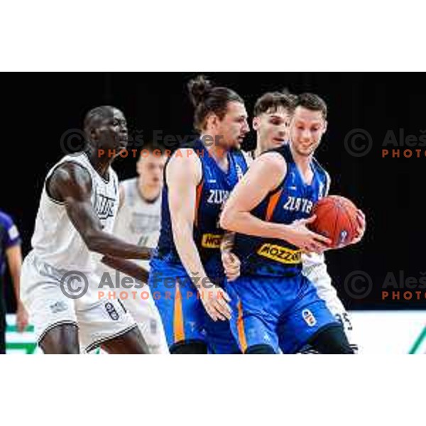 in action during second match of the semi-final of ABA 2 league 2024/25 basketball match between Iliriija and Zlatibor Mozzart in Hala Tivoli, Ljubljana, Slovenia on April 16, 2025