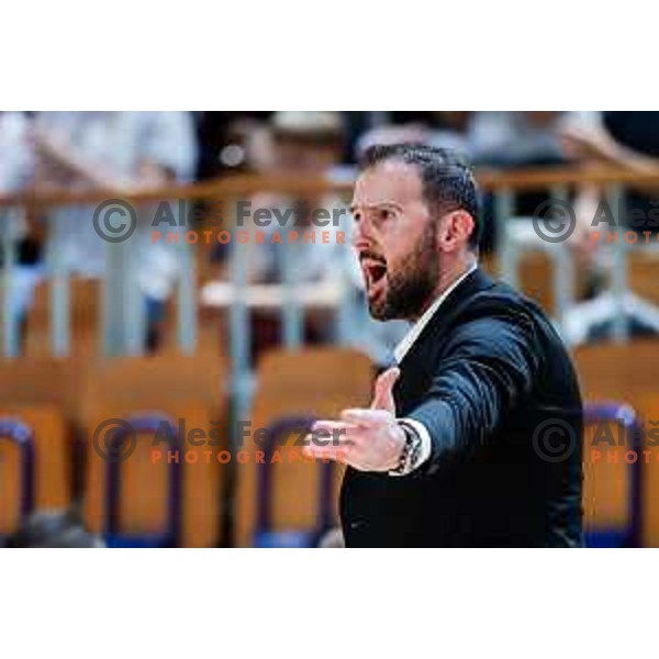 Stipe Modric, head coach of Ilirija during second match of the semi-final of ABA 2 league 2024/25 basketball match between Iliriija and Zlatibor Mozzart in Hala Tivoli, Ljubljana, Slovenia on April 16, 2025