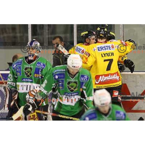 Lynch, Morrison at ice-hockey match Tilia Olimpija-Vienna Capitals in round 7 of EBEL league, played in Hala Tivoli, Ljubljana, Slovenia 5.10.2008. Vienna Capitals won the match 4:0 