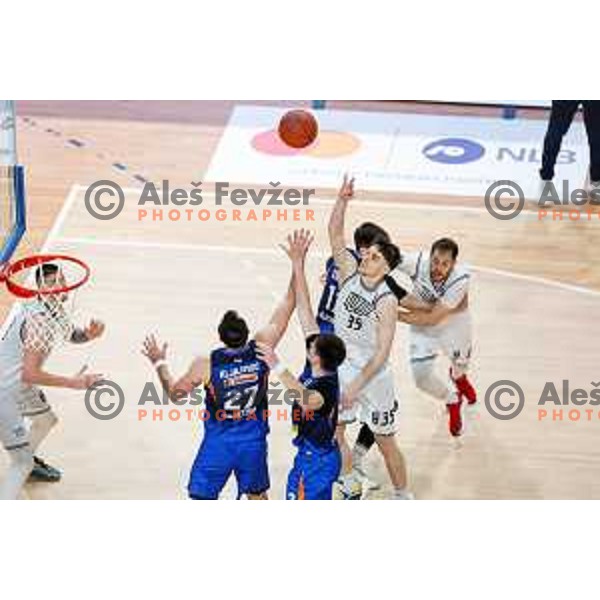 Luka Kures in action during second match of the semi-final of ABA 2 league 2024/25 basketball match between Iliriija and Zlatibor Mozzart in Hala Tivoli, Ljubljana, Slovenia on April 16, 2025