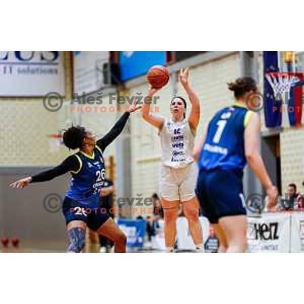 in action during second game of the Final of 1. SKL Women basketball match between Triglav and Cinkarna Celje in Kranj, Slovenia on April 19, 2025