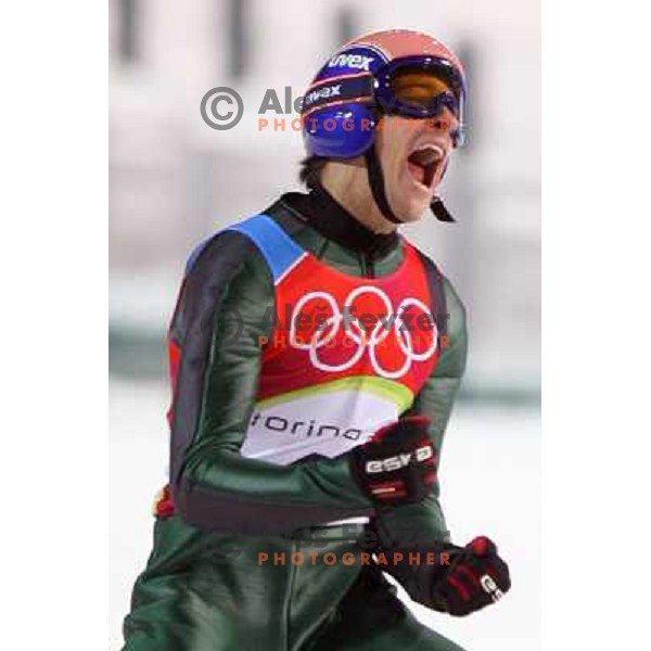 Kofler (AUT) at 120 m individual ski jumping event in Pragelato at Torino 2006 Winter Olympic games, Italy on February 18, 2006