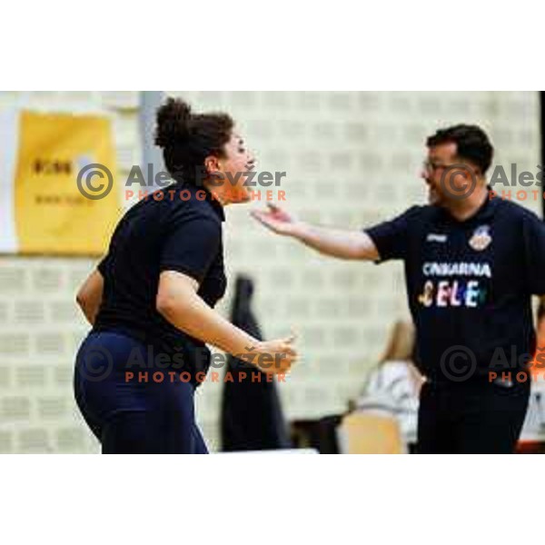 in action during second game of the Final of 1. SKL Women basketball match between Triglav and Cinkarna Celje in Kranj, Slovenia on April 19, 2025