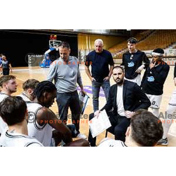 Stipe Modric and Sasa Doncic during OTP Bank League 2024/2025 basketball match between Ilirija and ECE Triglav Kranj in Ljubljana, Slovenia on April 19, 2025