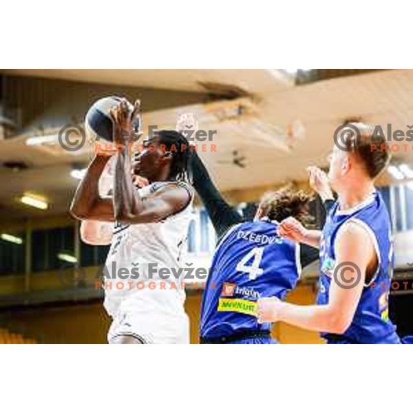 In action during OTP Bank League 2024/2025 basketball match between Ilirija and ECE Triglav Kranj in Ljubljana, Slovenia on April 19, 2025
