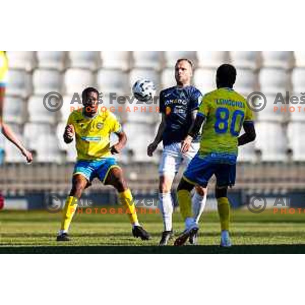Ahmed Sidibe in action during Prva liga Telemach 2024/2025 football match between Koper and Bravo Big Bang at Bonifika Stadium in Koper, Slovenia on April 19, 2025