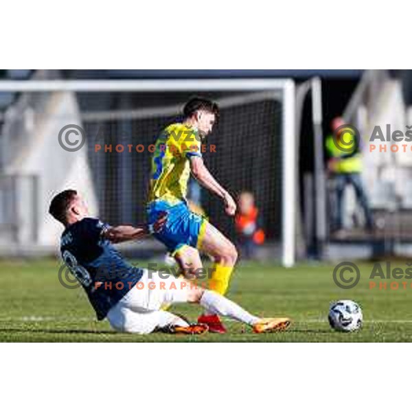 Fran Tomek of Koper in action at Prva liga Telemach 2024/2025 football match between Koper and Bravo Big Bang at Bonifika Stadium in Koper, Slovenia on April 19, 2025