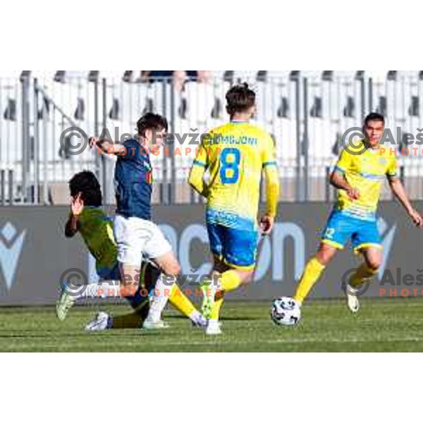 in action during Prva liga Telemach 2024/2025 football match between Koper and Bravo Big Bang at Bonifika Stadium in Koper, Slovenia on April 19, 2025