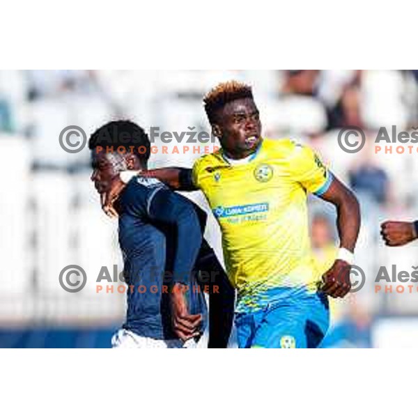 Wisdom Sule of Koper in action at Prva liga Telemach 2024/2025 football match between Koper and Bravo Big Bang at Bonifika Stadium in Koper, Slovenia on April 19, 2025