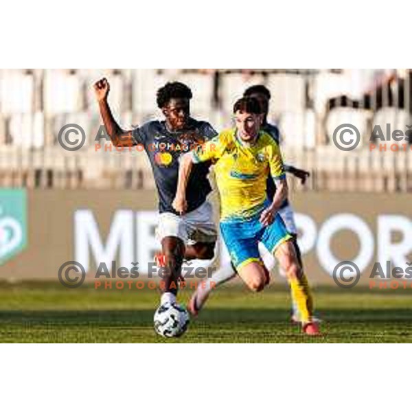 Fran Tomek of Koper in action at Prva liga Telemach 2024/2025 football match between Koper and Bravo Big Bang at Bonifika Stadium in Koper, Slovenia on April 19, 2025