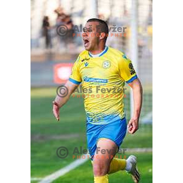 Damjan Bohar celebrates winning goal at Prva liga Telemach 2024/2025 football match between Koper and Bravo Big Bang at Bonifika Stadium in Koper, Slovenia on April 19, 2025
