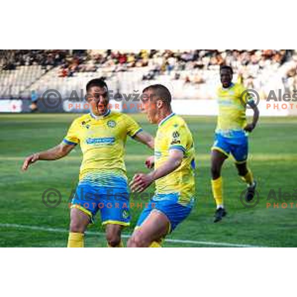 Damjan Bohar celebrates winning goal at Prva liga Telemach 2024/2025 football match between Koper and Bravo Big Bang at Bonifika Stadium in Koper, Slovenia on April 19, 2025