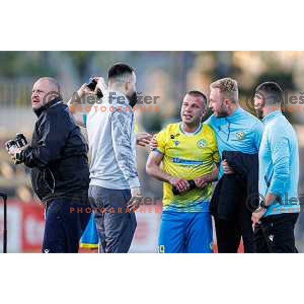 Damjan Bohar and players of Koper celebrate victory at Prva liga Telemach 2024/2025 football match between Koper and Bravo Big Bang at Bonifika Stadium in Koper, Slovenia on April 19, 2025