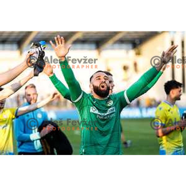 Metod Jurhar of Koper celebrate victory at Prva liga Telemach 2024/2025 football match between Koper and Bravo Big Bang at Bonifika Stadium in Koper, Slovenia on April 19, 2025