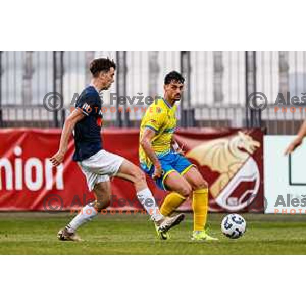 Felipe Curcio of Koper in action during semi-final of Pivovarna Union Slovenian Cup 2024/2025 football match between Koper and Bravo Big Bang at Bonifika Stadium in Koper, Slovenia on April 23, 2025