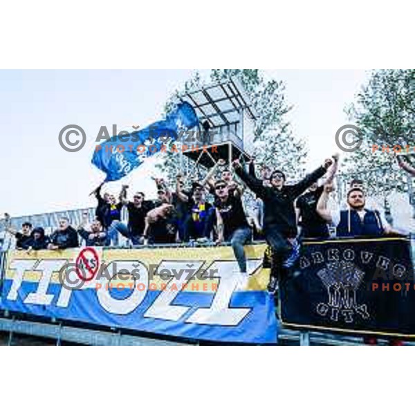 Tifozi of Koper in action during semi-final of Pivovarna Union Slovenian Cup 2024/2025 football match between Koper and Bravo Big Bang at Bonifika Stadium in Koper, Slovenia on April 23, 2025