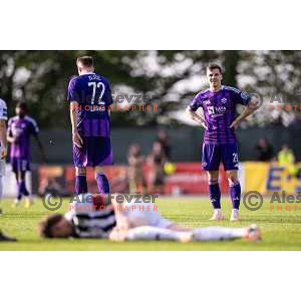 Ziga Repas in action during Prva liga Telemach football match between Mura and Maribor in Fazanerija, Murska Sobota, Slovenia on April 21, 2025. Photo: Jure Banfi