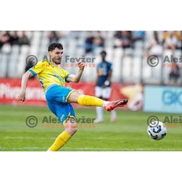Fran Tomek of Koper in action during semi-final of Pivovarna Union Slovenian Cup 2024/2025 football match between Koper and Bravo Big Bang at Bonifika Stadium in Koper, Slovenia on April 23, 2025