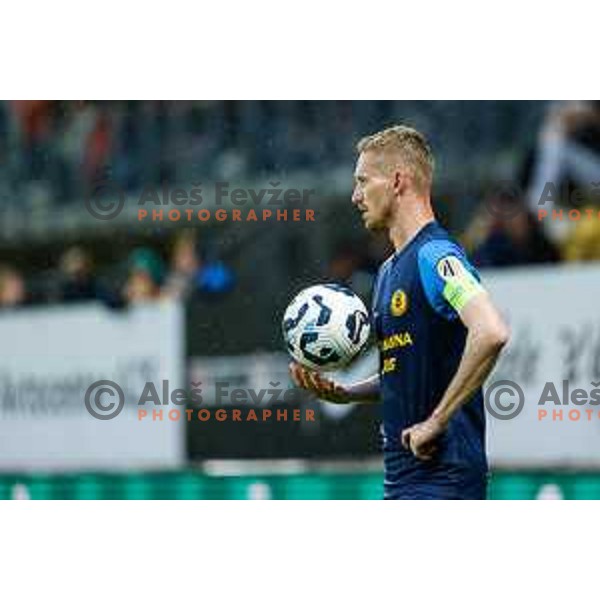 in action during semi-final of Pivovarna Union Slovenian Cup 2024/2025 football match between Celje and Olimpija in Celje, Slovenia on April 24, 2025