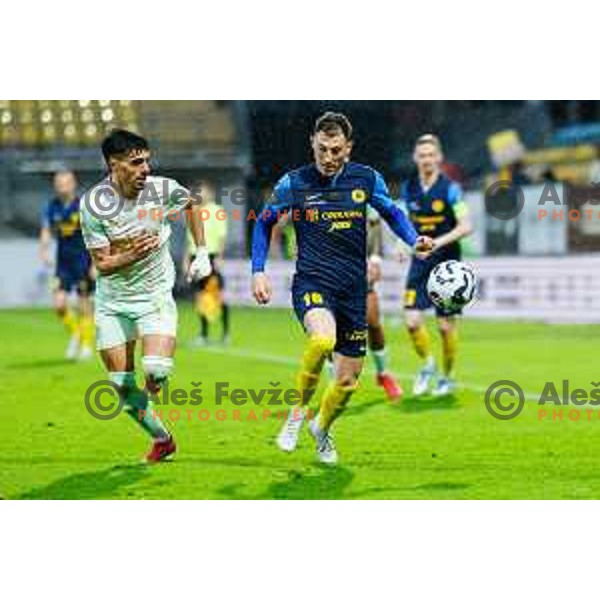 in action during semi-final of Pivovarna Union Slovenian Cup 2024/2025 football match between Celje and Olimpija in Celje, Slovenia on April 24, 2025