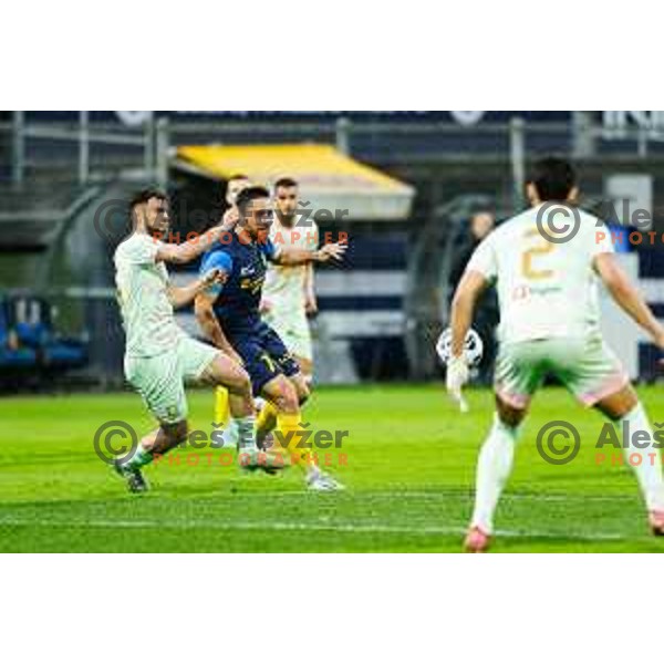 in action during semi-final of Pivovarna Union Slovenian Cup 2024/2025 football match between Celje and Olimpija in Celje, Slovenia on April 24, 2025