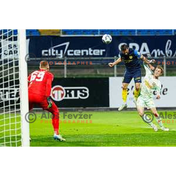 in action during semi-final of Pivovarna Union Slovenian Cup 2024/2025 football match between Celje and Olimpija in Celje, Slovenia on April 24, 2025