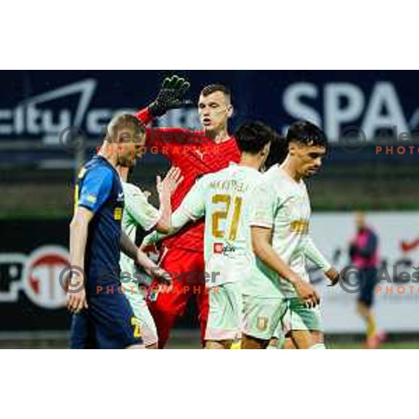 in action during semi-final of Pivovarna Union Slovenian Cup 2024/2025 football match between Celje and Olimpija in Celje, Slovenia on April 24, 2025