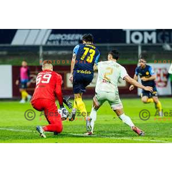 in action during semi-final of Pivovarna Union Slovenian Cup 2024/2025 football match between Celje and Olimpija in Celje, Slovenia on April 24, 2025