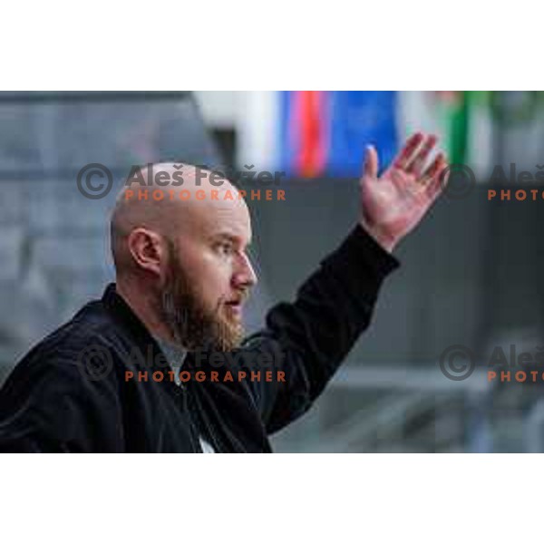 in action during second match of the Final of Slovenian ice-hockey National Championship 2024/2025 between SZ Olimpija Ljubljana and SIJ Acroni Jesenice in Hala Tivoli, Ljubljana, Slovenia on April 25, 2025