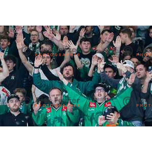 in action during second match of the Final of Slovenian ice-hockey National Championship 2024/2025 between SZ Olimpija Ljubljana and SIJ Acroni Jesenice in Hala Tivoli, Ljubljana, Slovenia on April 25, 2025