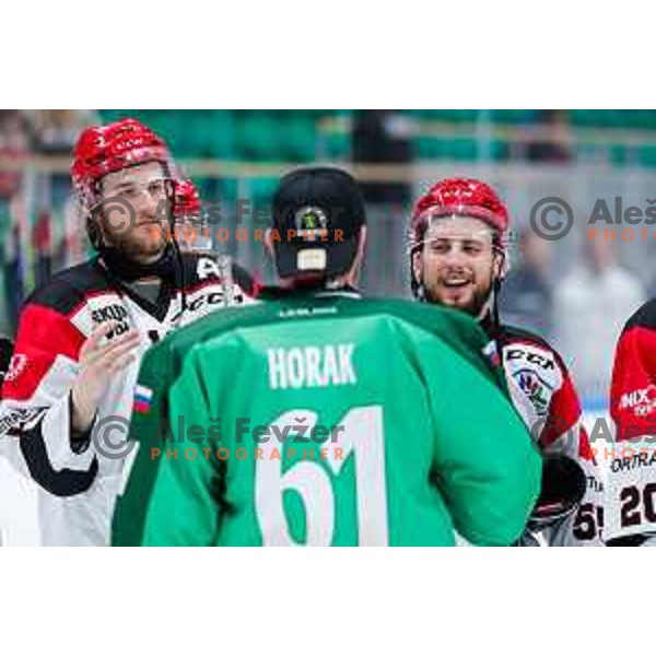in action during second match of the Final of Slovenian ice-hockey National Championship 2024/2025 between SZ Olimpija Ljubljana and SIJ Acroni Jesenice in Hala Tivoli, Ljubljana, Slovenia on April 25, 2025