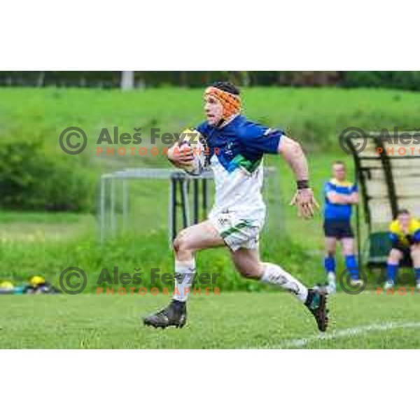 Max Skofic in action during European Conference League rugby match between Slovenia and Bosnia and Herzegovina at Oval Stanezice, Ljubljana, Slovenia on April 26, 2025