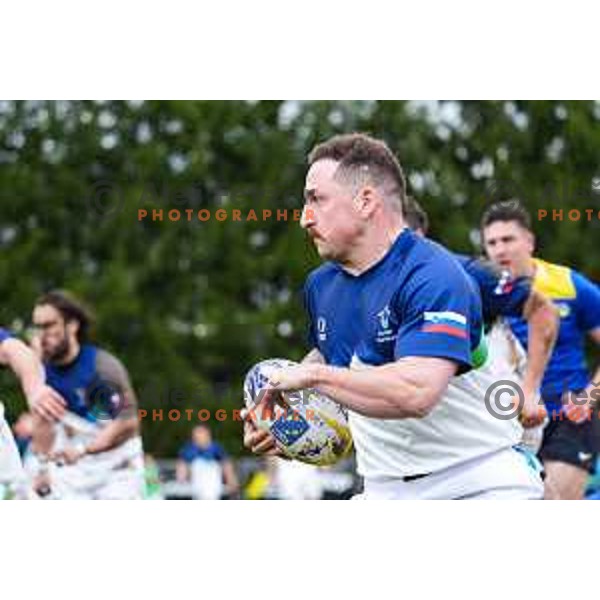 in action during European Conference League rugby match between Slovenia and Bosnia and Herzegovina at Oval Stanezice, Ljubljana, Slovenia on April 26, 2025