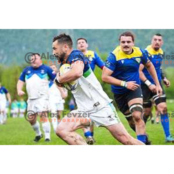 Luis Popadec in action during European Conference League rugby match between Slovenia and Bosnia and Herzegovina at Oval Stanezice, Ljubljana, Slovenia on April 26, 2025