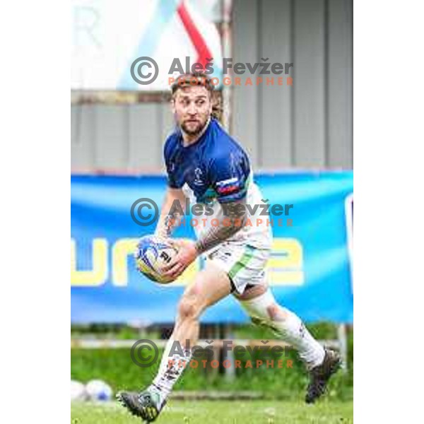 Ziga Burnik in action during European Conference League rugby match between Slovenia and Bosnia and Herzegovina at Oval Stanezice, Ljubljana, Slovenia on April 26, 2025