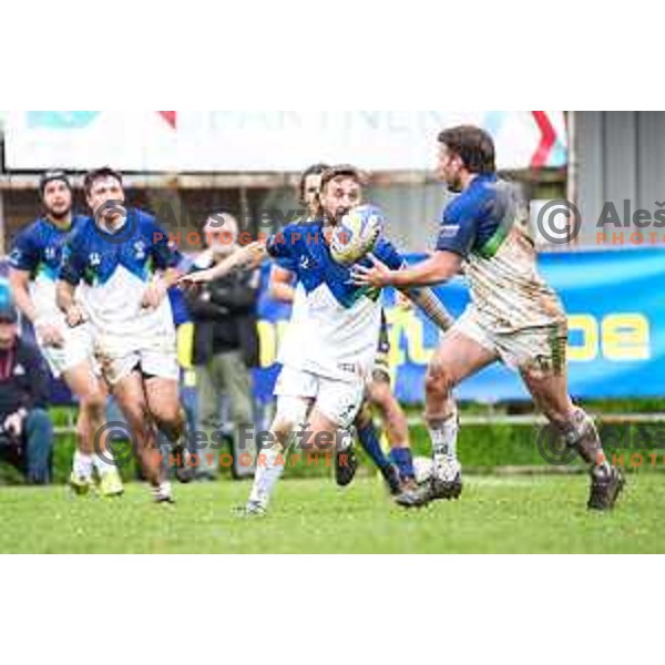 Ziga Burnik in action during European Conference League rugby match between Slovenia and Bosnia and Herzegovina at Oval Stanezice, Ljubljana, Slovenia on April 26, 2025
