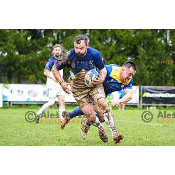 Igor Mihelic in action during European Conference League rugby match between Slovenia and Bosnia and Herzegovina at Oval Stanezice, Ljubljana, Slovenia on April 26, 2025